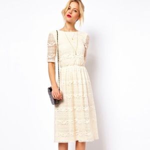 NWT ASOS Lace Cream Midi Dress